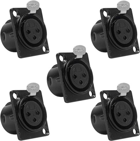 الصوت الزلزالي - SAPT219-5Pack - 5 عبوات من موصلات تثبيت اللوحة النسائية XLR - غطاء معدني أسود - يناسب سلسلة D Pattern Holes Pro Audio in Saudi Arabia