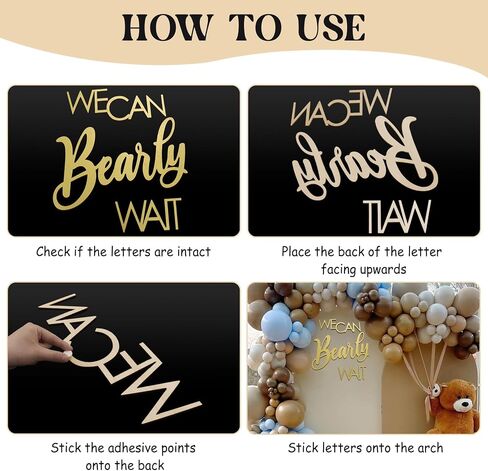 We Can Bearly Wait Sign - Wooden Baby Shower Sign with Gold Painted Perfect Baby Banner for Gender Reveal Backdrop Party Decor Stylish Photo Backdrop for Baby Boys and Baby Girls(Gold） in Saudi Arabia