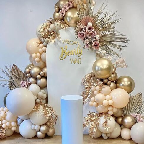 We Can Bearly Wait Sign - Wooden Baby Shower Sign with Gold Painted Perfect Baby Banner for Gender Reveal Backdrop Party Decor Stylish Photo Backdrop for Baby Boys and Baby Girls(Gold） in Saudi Arabia
