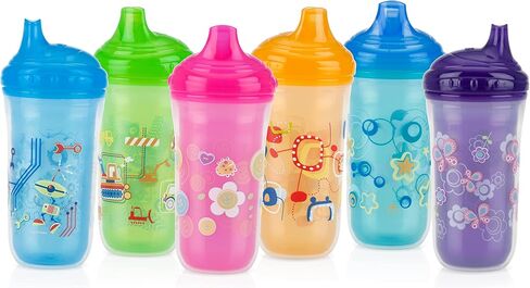 Nuby No-Spill Insulated Hard Spout 9 oz Cup, Colors/Prints May Vary,2 Count (Pack of 1) in Saudi Arabia
