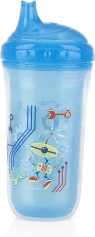 Nuby No-Spill Insulated Hard Spout 9 oz Cup, Colors/Prints May Vary,2 Count (Pack of 1) in Saudi Arabia