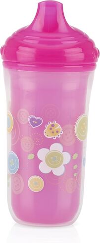 Nuby No-Spill Insulated Hard Spout 9 oz Cup, Colors/Prints May Vary,2 Count (Pack of 1) in Saudi Arabia