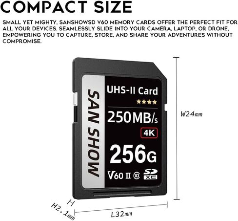 64GB V60 SD Card - UHS-II U3 250MB/s Read 170MB/s Write, High Capacity SDXC Memory Card for 4K RAW Video Recording, Professional Camera and Camcorder Storage in Saudi Arabia