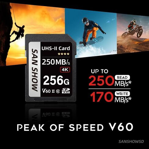 64GB V60 SD Card - UHS-II U3 250MB/s Read 170MB/s Write, High Capacity SDXC Memory Card for 4K RAW Video Recording, Professional Camera and Camcorder Storage in Saudi Arabia