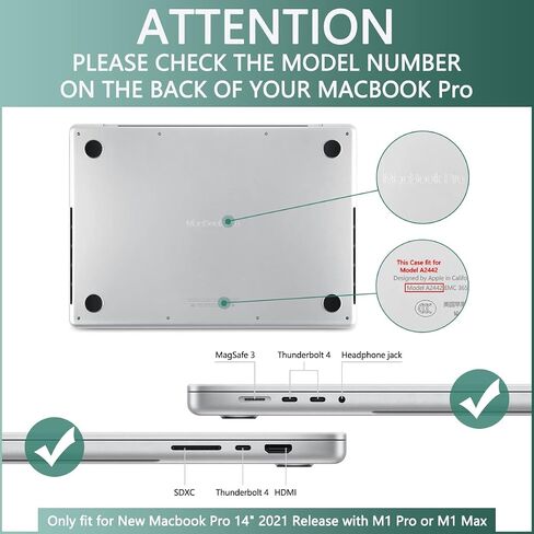 غطاء لوحة التتبع Batianda متوافق مع جهاز MacBook Pro 14 بوصة موديل A2442 M1 Pro /M1 Max (إصدار 2021)، مسند حماية لنصف الجسم مع واقي لوحة اللمس، فضي in Saudi Arabia