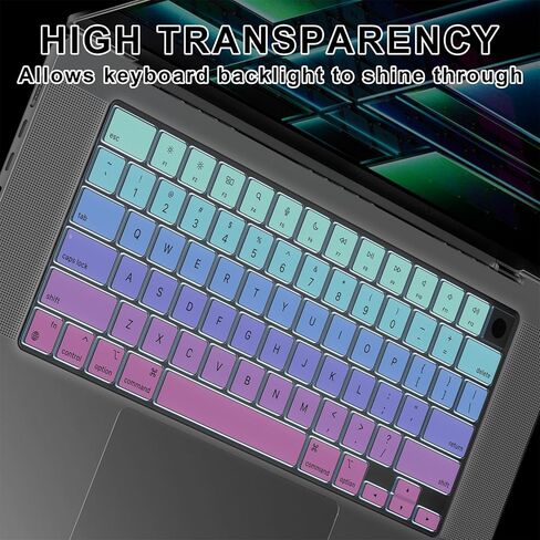 غطاء لوحة المفاتيح Soke Premium لجهاز 2021-2023 MacBook Pro 14" 16" M3 M2 M1 Pro/Max(A2918 A2992 A2991 A2442 A2485 A2779 A2780)، MacBook Air 15.3"/13.6" M2(A2941 A2681)، تخطيط ANSI الأمريكي، أزرق +أرجواني in Kuwait