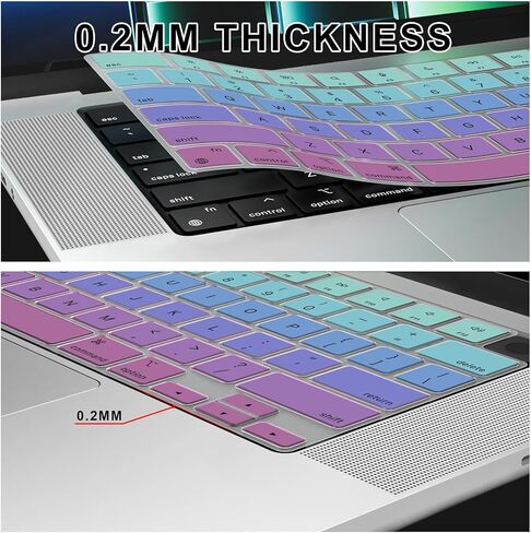 غطاء لوحة المفاتيح Soke Premium لجهاز 2021-2023 MacBook Pro 14" 16" M3 M2 M1 Pro/Max(A2918 A2992 A2991 A2442 A2485 A2779 A2780)، MacBook Air 15.3"/13.6" M2(A2941 A2681)، تخطيط ANSI الأمريكي، أزرق +أرجواني in Kuwait