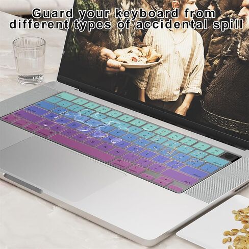 غطاء لوحة المفاتيح Soke Premium لجهاز 2021-2023 MacBook Pro 14" 16" M3 M2 M1 Pro/Max(A2918 A2992 A2991 A2442 A2485 A2779 A2780)، MacBook Air 15.3"/13.6" M2(A2941 A2681)، تخطيط ANSI الأمريكي، أزرق +أرجواني in Kuwait