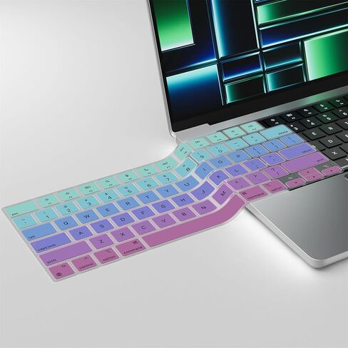 غطاء لوحة المفاتيح Soke Premium لجهاز 2021-2023 MacBook Pro 14" 16" M3 M2 M1 Pro/Max(A2918 A2992 A2991 A2442 A2485 A2779 A2780)، MacBook Air 15.3"/13.6" M2(A2941 A2681)، تخطيط ANSI الأمريكي، أزرق +أرجواني in Kuwait