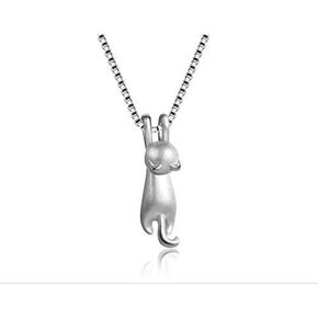COLORFUL BLING Silver tiny kitty cat pendant vintage hanging cat Pendant Necklace for women girls