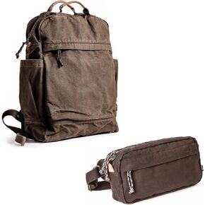Gootium Canvas Backpack x Crossbody Pack - Casual Vintage Style Cloth Daypack Combo