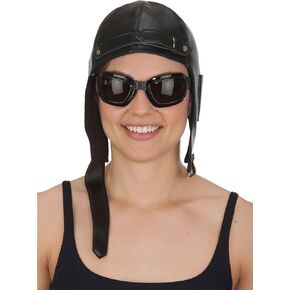 Jacobson Hat Company Men's Aviator Hat and Goggles, Black, Adult