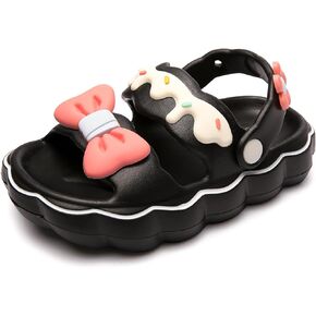 Luffymomo Little Kids Boys Girls Eva Sandals Lightweight Summer Sandal Double Back Stap with Flower and Bow