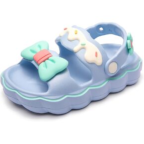 Luffymomo Little Kids Boys Girls Eva Sandals Lightweight Summer Sandal Double Back Stap with Flower and Bow