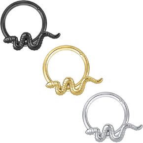 ZS CZ Vampire Bat Halloween Septum Clicker Rings, Snake Bee Hinged Segment Rings, Daith Earrings Helix Tragus Cartilage Piercing Jewelry