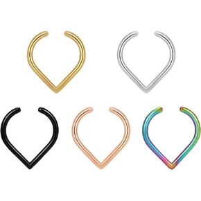 KANOUE 18G Fake Nose Rings Hoop 316L Surgical Steel Fake Septum Fake Nose Ring Stud Set