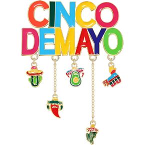 Mexican Fiesta Brooches Pins Cinco De Mayo Brooch Pin for Women Men Girls Fiesta Sombrero Cactus Guitar Chill Taco Tuesday Alloy Brooches Mexican Holiday Birthday Party Jewelry Gifts