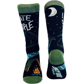 I Hate People Socks Funny Camping Sarcastic Introvert Outdoor Cool Joke Sock (Black) - Mens (7-12)