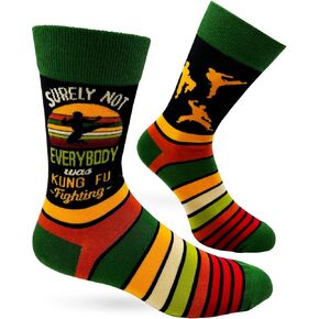 Fabdaz Surely Not Everybody Was Kung Fu Fighting Funny Saying Men's Novelty Crew Socks - One Size Fits Most