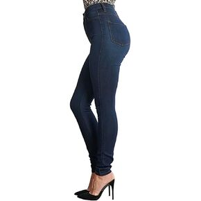 Revol Women's Juniors High Rise Skinny Ripped Jeans w Heavy Distressed Denim Pants-Made in USA