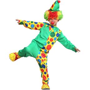 IBTOM CASTLE Kids Boys Girls Clown Costume Funny Circus Fancy Dress Up Polka Dot Outfit for Halloween Christmas Carnival