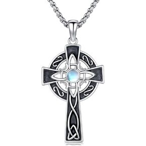 StoryMidir Cross Witches Knot Necklace 925 Sterling Silver Good Luck Irish Celtic Knot Necklace Wiccan Jewelry Gift for Women Men
