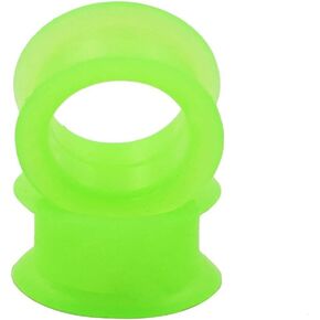 Pair 5/8" (16MM) GREEN SILICONE EYELET TUNNELS Double Flare Gauges Thin Soft Flexible Flesh Plugs (2pcs)