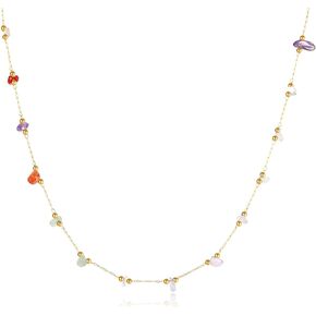 Stainless Steel Colorful Stone Choker Necklaces for Women Dainty Beaded Chain Necklace for Teen Girls Jewelry Gifts