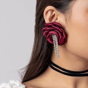 Rannyrena Vintage Black Velvet Wrap Choker Necklace with Flower Long Rope Tassel Tie Necklace Elegant Satin Artificial Rose Necklace for Women and Girls
