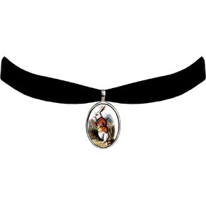 Victorian Vault Alice in Wonderland Black Velvet Choker Steampunk Gothic Pendant Necklace