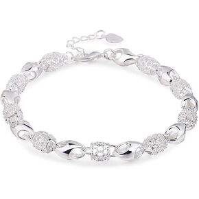 اساور بدلاية للنساء من اودوفيهي، اساور من الفضة الاسترلينية عيار 925 للنساء، سوار سلسلة معصم بدلاية للنساء، 7 انش، فضي، بدون احجار كريمة in Kuwait