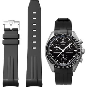 MoonSwatch Speedmaster 20mm Curved Strap - Premium No Gap Silicone, Waterproof Replacement Band Compatible with Omega x Swatch, Rolex, SEIKO - Durable, Comfort Fit for Men & Women