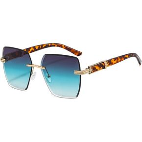 Shiratori Rimless Cut Edge Women's Gradient Sunglasses, Large Frame Sunglasses in Saudi Arabia