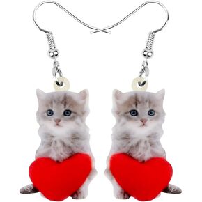 DUOWEI Sweet Basket Cat Kitten Earrings Acrylic Pets Dangle Drop Jewelry for Women Teens Girls Gifts