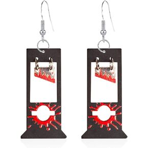 Seakuur Halloween Earrings Cartoon Acrylic Guillotin Dangle Drop Earring Creative Bloody Guillotine Cool Black Hooks Earrings for Women Girl Party Jewelry
