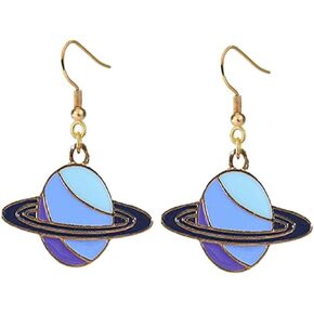 Creative Acrylic Moon Star Earth Planet Satellite Dangle Stud Earring Cute Planet Satellite Earring For Girls Women Teens Jewelry