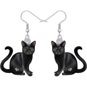 Bonsny Drop Dangle Sweet Black Cats Earrings Gift Pets Pattern Fashion Jewelry For Women Girls