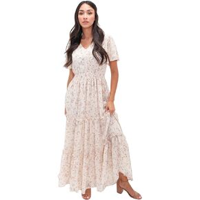 Mikarose Women's The Eden Antique Cream Ditsy Floral Midi Dress
