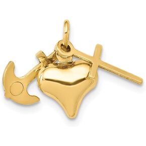 Sonia Jewels 14k Yellow Gold Faith, Hope and Charity Charm Pendant - 19mm x 20mm