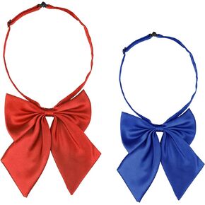 Allegra K Women's Pre-tied Bowknot Adjustable Neck Strap Solid Color Cute Bow Tie 2Pcs