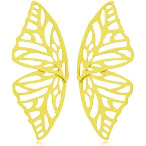 CHUNYANAN Simple Exaggerated Golden Hollow Personality Butterfly Wing Stud Earrings Charm Fashion Fan-shaped Creativity Earrings Jewelry Gift