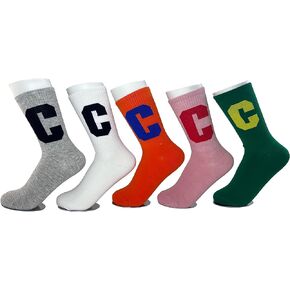 TBFT 6 pair Combed cotton colorful soccer socks packs C pattern novelty causal tennis athletic crew for men or women