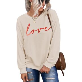 CM C&M WODRO Women Valentine's Day Love Sweatshirt Crewneck Long Sleeve Shirts Casual Pullover Lightweight Tops Blouse