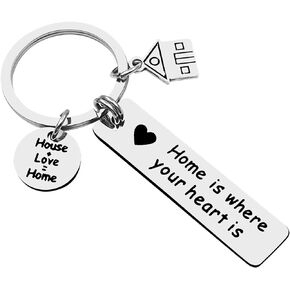 New Home Keychain Housewarming Gift for New Homeowners,New House Keyring Moving In New Home Gift for Couple Friends Family Coworker,Real Estate Agent Closing Gift Sweet Home Jewelry