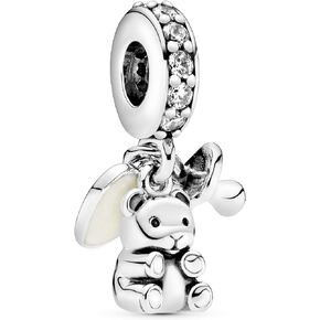Pandora Baby Teddy Bear Dangle Charm - Compatible Moments Bracelets - Jewelry for Women - Gift for Women in Your Life - Made with Sterling Silver & Cubic Zirconia, With Gift Box