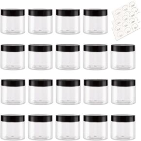 ZEJIA 20 Gram Plastic Cosmetic Jars with Lids, 20 Pieces Small Cosmetic Containers, Travel Size Sample Containers, Round Travel Jars for Lotions, Powder, Makeup, Beauty Products, Slime (20ML/0.7 oz)