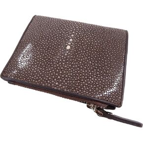 Genuine Polished Stingray Shagreen Skin Leather Zip Bifold Wallet (Carmine Red) in Kuwait