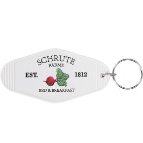 ASVP Shop Schrute Farms Beets Dwight Keychain Keyring Room Key Cream Colour, White, One Size