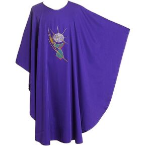 BLESSUME Priest Chasuble Chalice Wheat Embroidered Vestments Purple