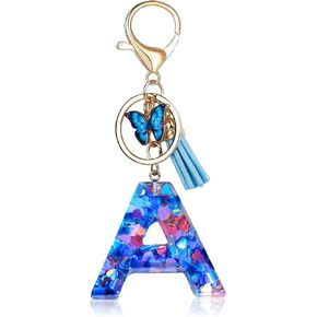 Fmeida Initial Letter Keychain for Women Alphabet Keychains Cute Butterfly Key chain Backpack Keyring